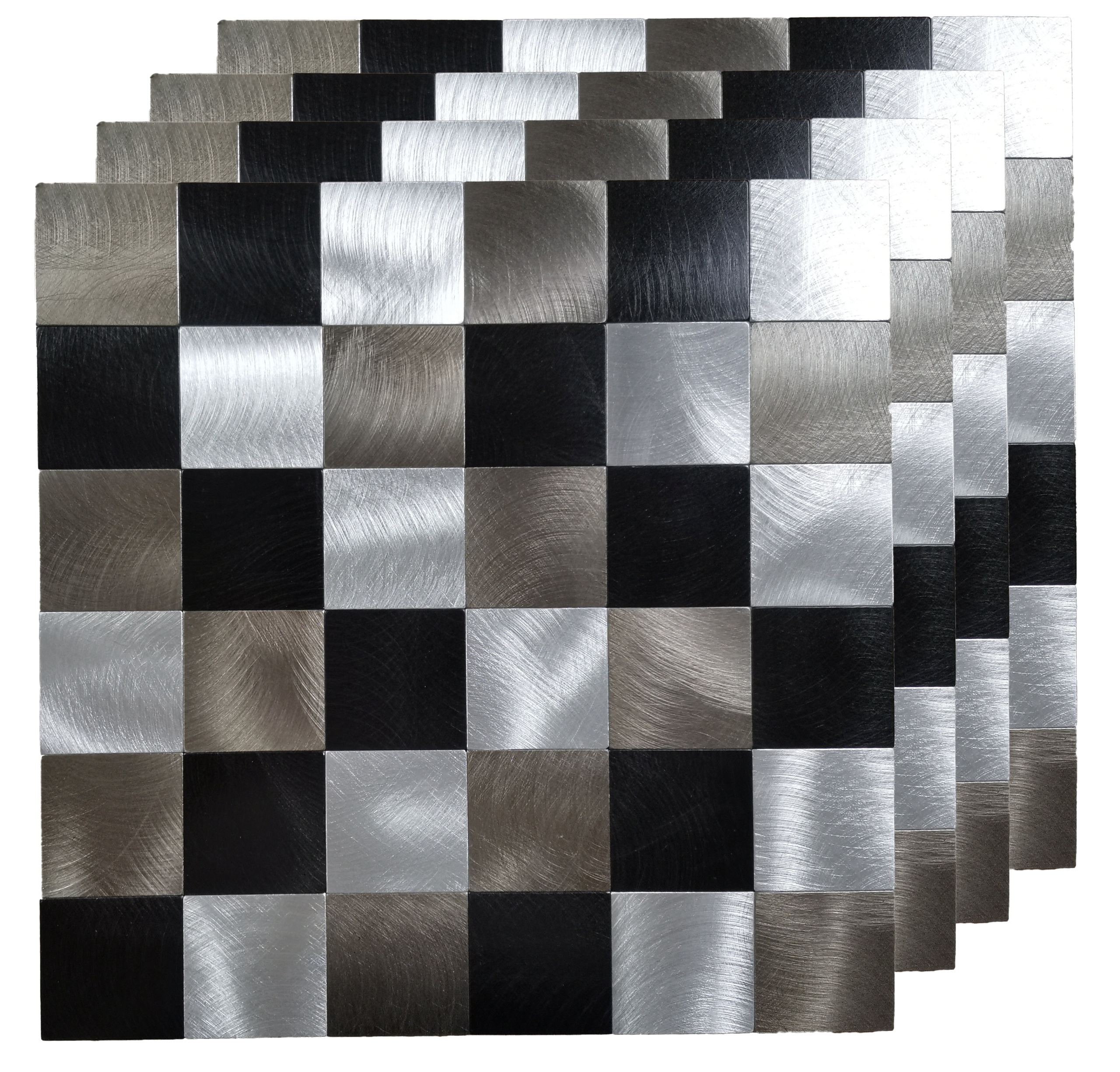 Peel and Stick Stainless Aluminum Wall Tile, Black, Grey and Brushed ...